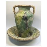 (F) Vintage Terracotta Pier 1 Double Handled Vase