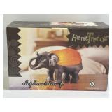 (A) Home Trends NIB Elephant Antique Brass Amber