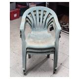 3- Green Plastic Outdoor Chairs