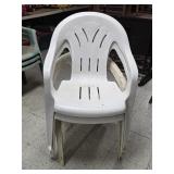 3- White Plastic Outdoor Chairs