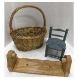 (F) Wooden Paper Towel Holder Basket And Doll