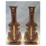(B) Vintage Pair of Pink Gold Trimmed 9"