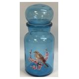 (C) Vintage Blue Glass 9" Apothecary Jar Canister