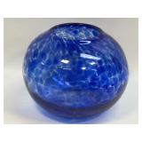 (C) Vintage Cobalt Blue Swirl Handblown Glass
