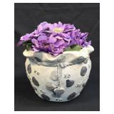 (B) Decorative Planter With Artificial Flowers XO