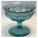 (B) Vintage Teal Blue Pressed Glass Sherbet Dish