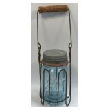 (C) Vintage Ball Perfect Mason #9 Blue Pint Jar,