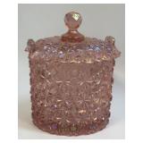 (C) Vintage Iridescent Pink Daisy & Button Fenton