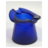 (C) Vintage Cobalt Blue Art Glass Top Hat Ash Tray