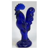 (C) Vintage Style Cobalt Blue Glass Rooster 4 3/8"