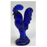 (C) Vintage Style Cobalt Blue Glass Rooster 4 3/8"