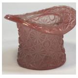 (C) Vintage Fenton Art Glass Pink Crystal Top Hat