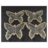 (C) 1960s Glass Butterfly Dish With Gold Rim
