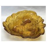 (B) Vintage Indiana Glass Loganberry Bowl: Amber