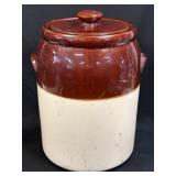 (B) Huge McCoy Pottery Brown Drip Cookie With Lid