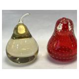 (B) 2pc Paperweights Red Pear (Stem Broken) and
