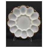 (B) Anchor Hocking Fire King Milk Glass Gold Trim