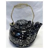 (B) Enamel over Cast Iron Kettle With Black and