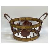 (F) Rustic Metal And Wood Basket with Metal