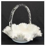 (C) Fenton Silver Crest Ruffled Rim Basket