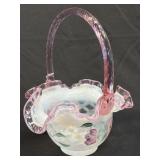 (C) Vintage Hand Painted Fenton Basket Glass