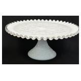 (C) Vintage Fenton Milk Glass Cake Stand, Spanish
