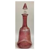 (B) Vintage Cranberry Colored Glass Decanter 14"
