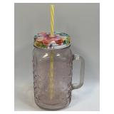 (C) Pioneer Woman 32 oz Rose Mason Jar Drinking