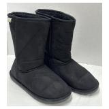 (F) Eskis Black Sheepskin Style Boots Size 8