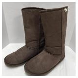 (F) Eskis Mid Calf Chocolate Brown  Sheepskin