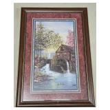 (FL) Framed Home Interiors Water Wheel Mill  by