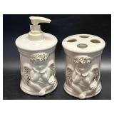 (A) Vintage Ceramic Cherub Angel Cream With Gold