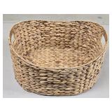 (E) Woven Water Hyacinth Basket 16¼"L 12¼"W 9½"T