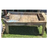 (O) Wooden Workbench w/Vise 52"L 23"W 27"T