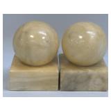 (C) Vintage Italian Alabaster Bookends Pair Art