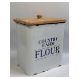 (C) Retro Farmhouse "Country Farm Flour" Tin Box
