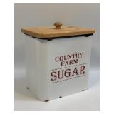 (C) Retro Farmhouse "Country Farm Sugar" Tin Box