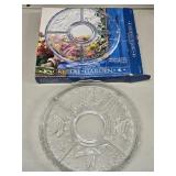 (E) NIB Crystal 5-Part Relish Server 12"