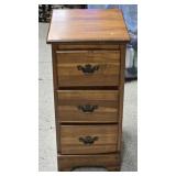 (F) Wooden 3-Drawer Side Table 14"W 16"D 28"H