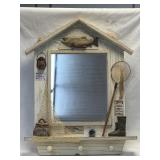 (FL) Rustic Fishing Themed Wall Mirror Approx