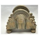 (A) Vintage Handmade Pottery Napkin Holder with
