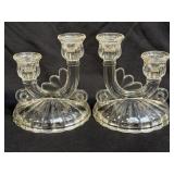 (B) Pair Vintage Jeannette Glass #3375 Double
