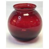 (B) Royal Ruby Red Glass Vase 4" Tall