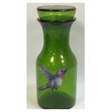 (C) Vintage Forest Green Glass Decanter 32 Oz