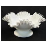 (B) Vintage Fenton Milk Glass Silver Crest