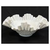(B) Vintage Fenton Milk Glass Hobnail Bowl 10.5"