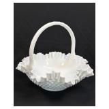 (B) Vintage Fenton Milk Glass Ruffle 10" Tall