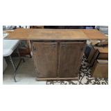 Vintage Wooden Buffet Table w/ Flip-up Sides 58"L