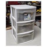 3-Drawer Plastic Storage Cabinet w/  Contents