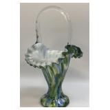 (C) Vintage Fenton Vase Murrhina Blue Green